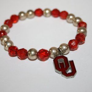 Silver and red Ohio University Bracelet 7"